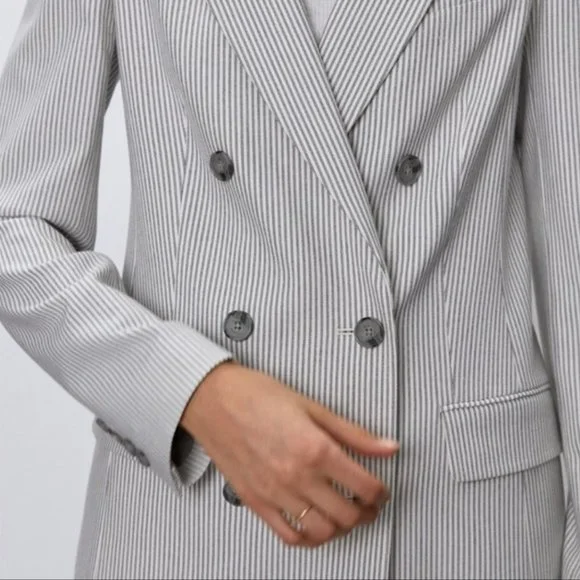 Aritzia Babaton Atelier Samuel Check Blazer | Size 4 | Espace/Grey Stripe - Picture 4 of 15